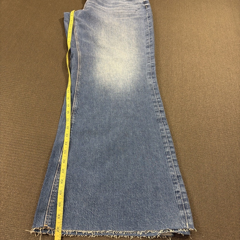 New American Eagle‎ Dreamy Low-Rise Baggy Flare Simply Dark Raw Hem Jean 18 34W - Picture 8 of 9